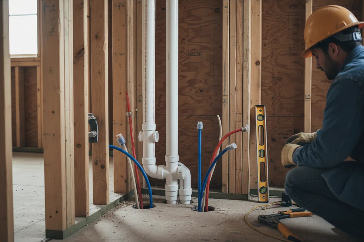 Drain and supply rough-in during Drain Cleaning in Marshall