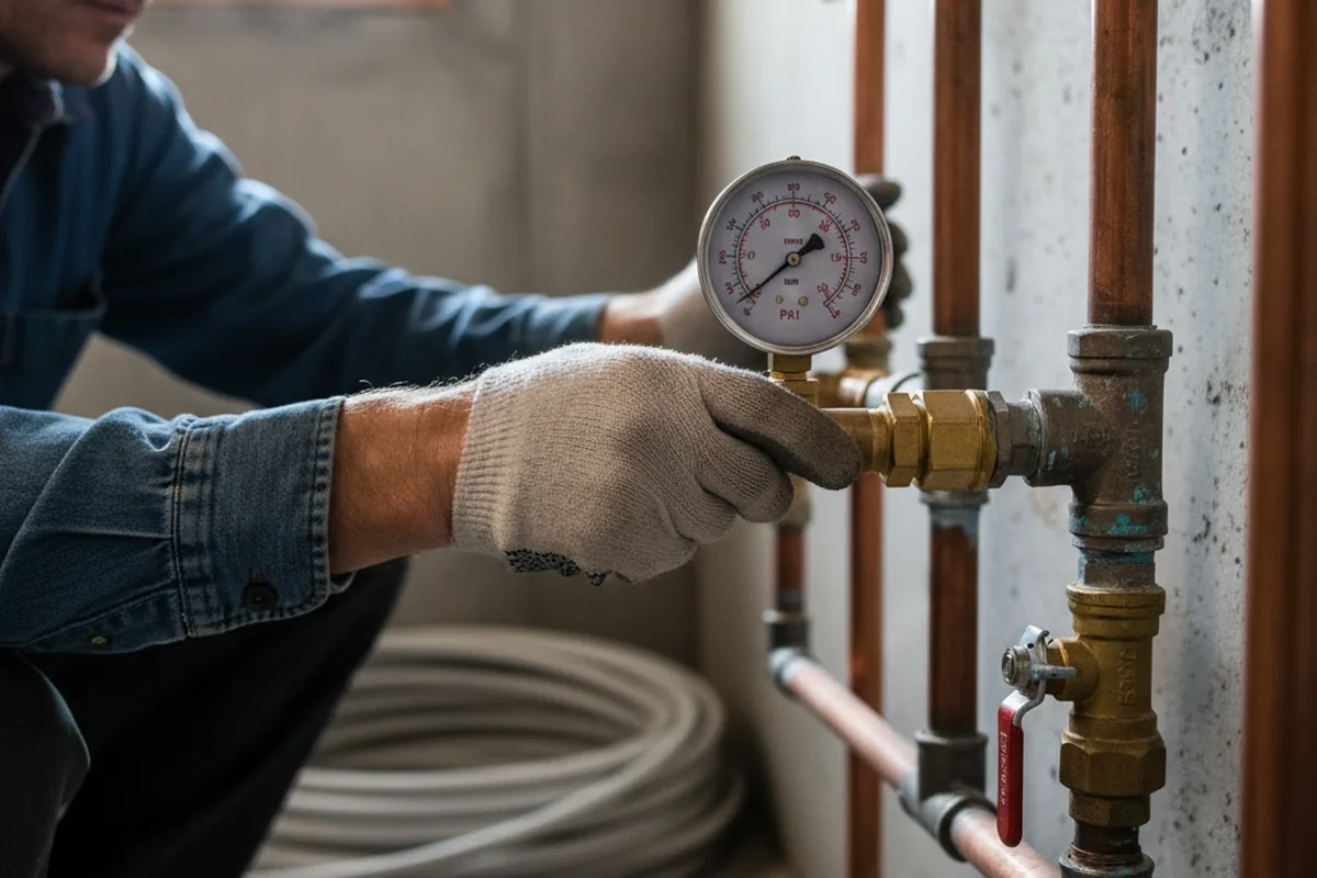 Pressure testing a repaired line during Water Line Repair in Marshall